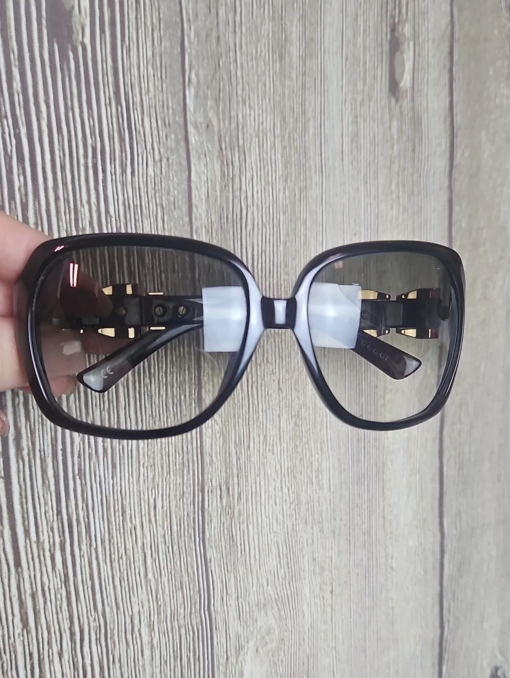 Gucci Black Oversized Square Women's Sunglasses Black